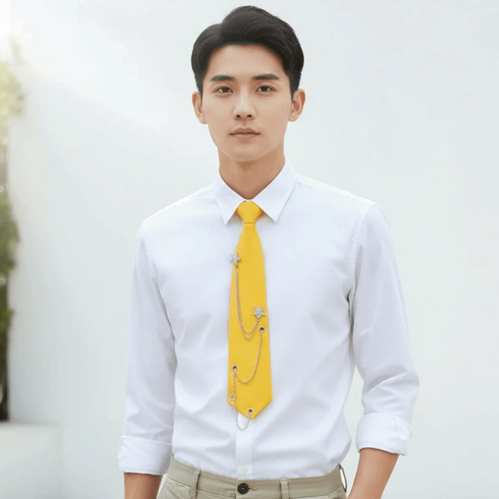 Choker Star Chain Tie Geometric Collares Academy Style Pre-tied Tie Necklace Minimalist Candy Color Long Necktie Women