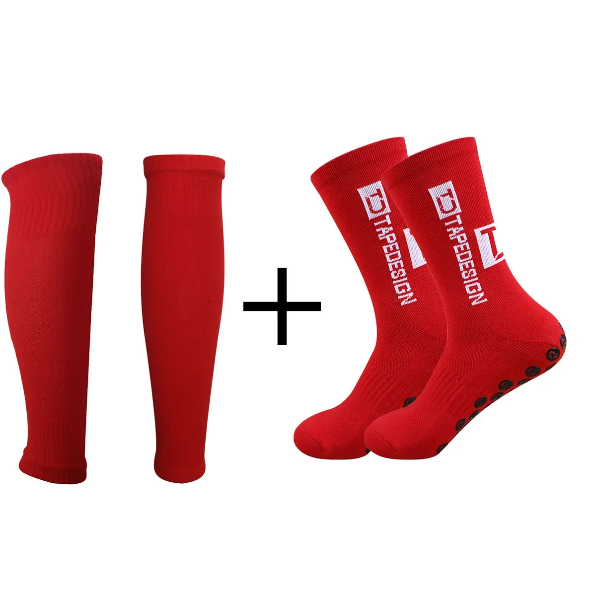 Conjunto de 2 pares de calcetines de fútbol antideslizantes y rodilleras, mangas hasta la pantorrilla, calcetines deportivos para hombres y mujeres, calcetines transpirables con agarre para fútbol y baloncesto