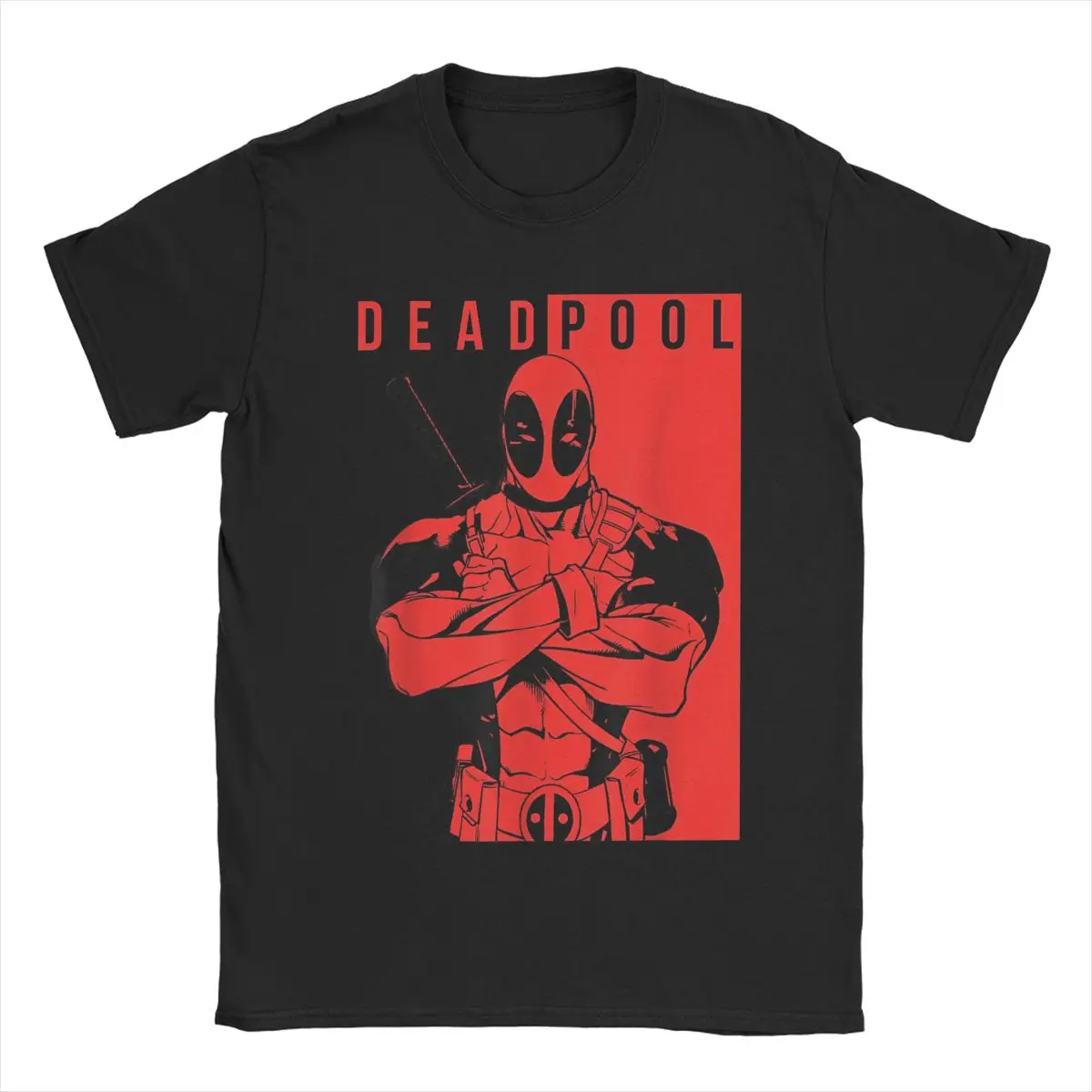 Deadpool Two-Toned Portrait T-Shirts Men Vintage 100% Cotton Tee Shirt Crewneck Short Sleeve T Shirt New Arrival Tops