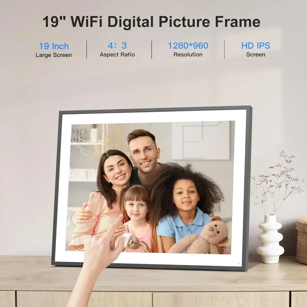 19-inch Digital Picture Frame Large-Photo-Frame - 64GB Dual-WiFi Digital Frame, Light Sensor, Full Function, Sharing Photos