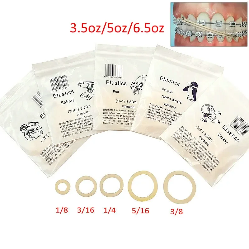 

100Pcs / Bag Dental Elastics Rubber Bands Orthodontic Latex Braces Non-toxic Materials 3.5OZ/5OZ/6.5OZ