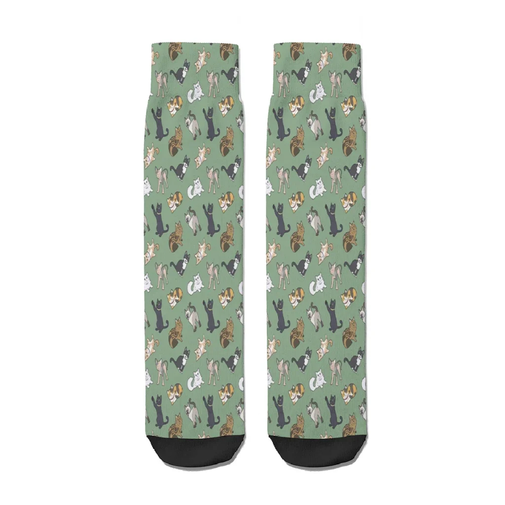 Cat Pattern Forest  Straight Socks Male Mens Women Spring Stockings Polyester Hip Hop