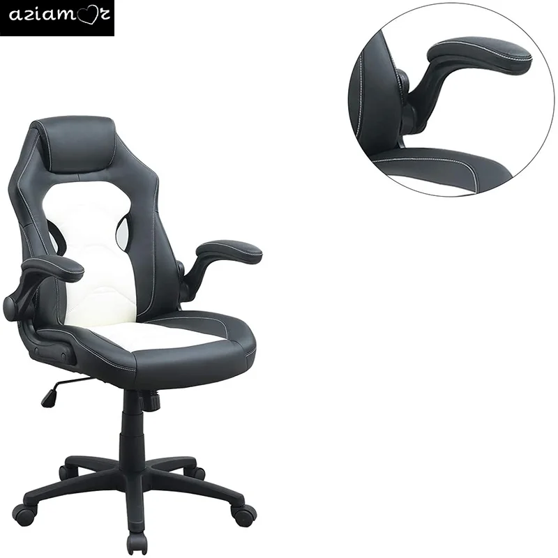 Cadeira de escritório estofada para jogos, cadeira de conforto, cor preto e branco, no local, trabalho, relaxar, 1PC