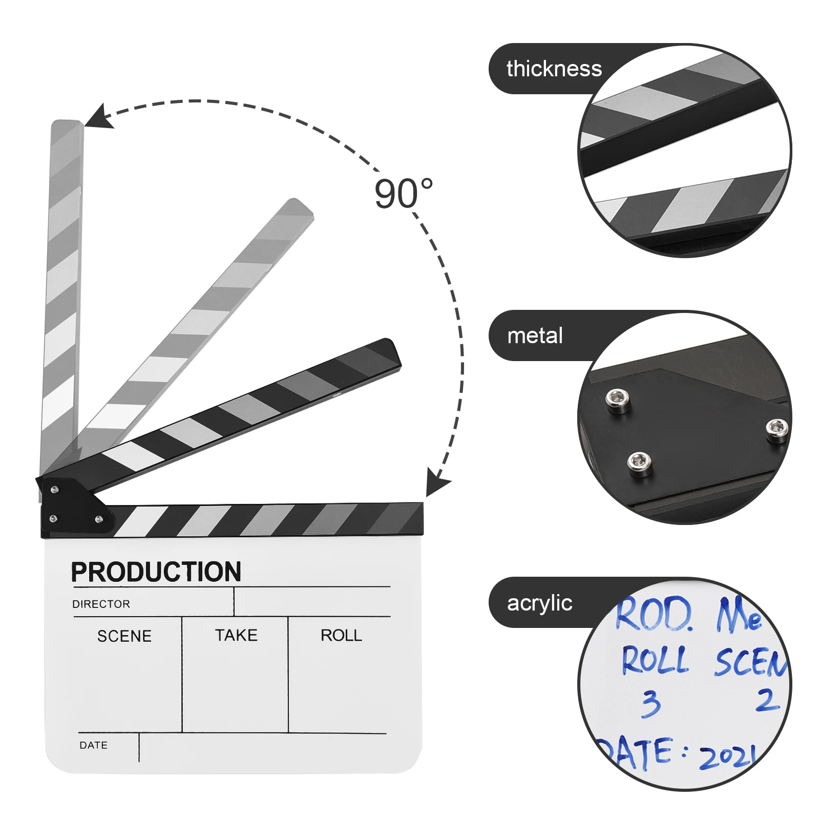 Acrylic Clapperboard Film Clapboard Movie Director's Slate Cut Action Scene  Board Film Slate Dry Erase Film clapperboard