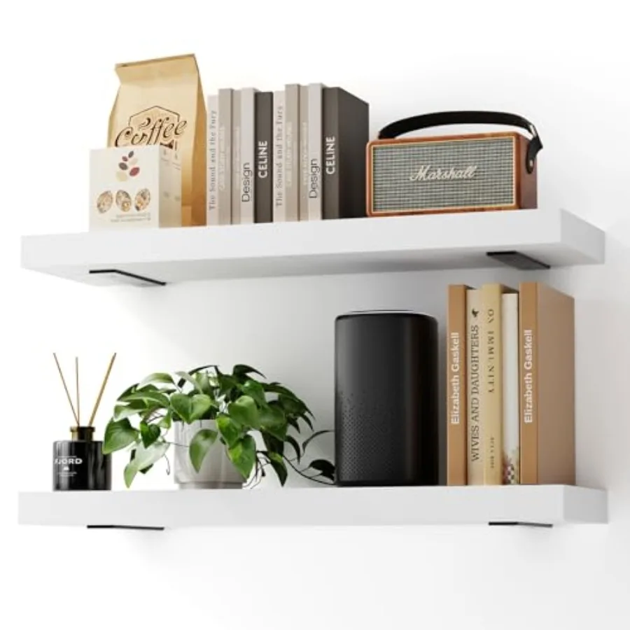 

Solid Wood Floating Sees 24'' Long 8'' Deep Wall Mounted Sees wit eavy Duty rackets Max Load 150 ls Wall Sees for atroom Kitcen