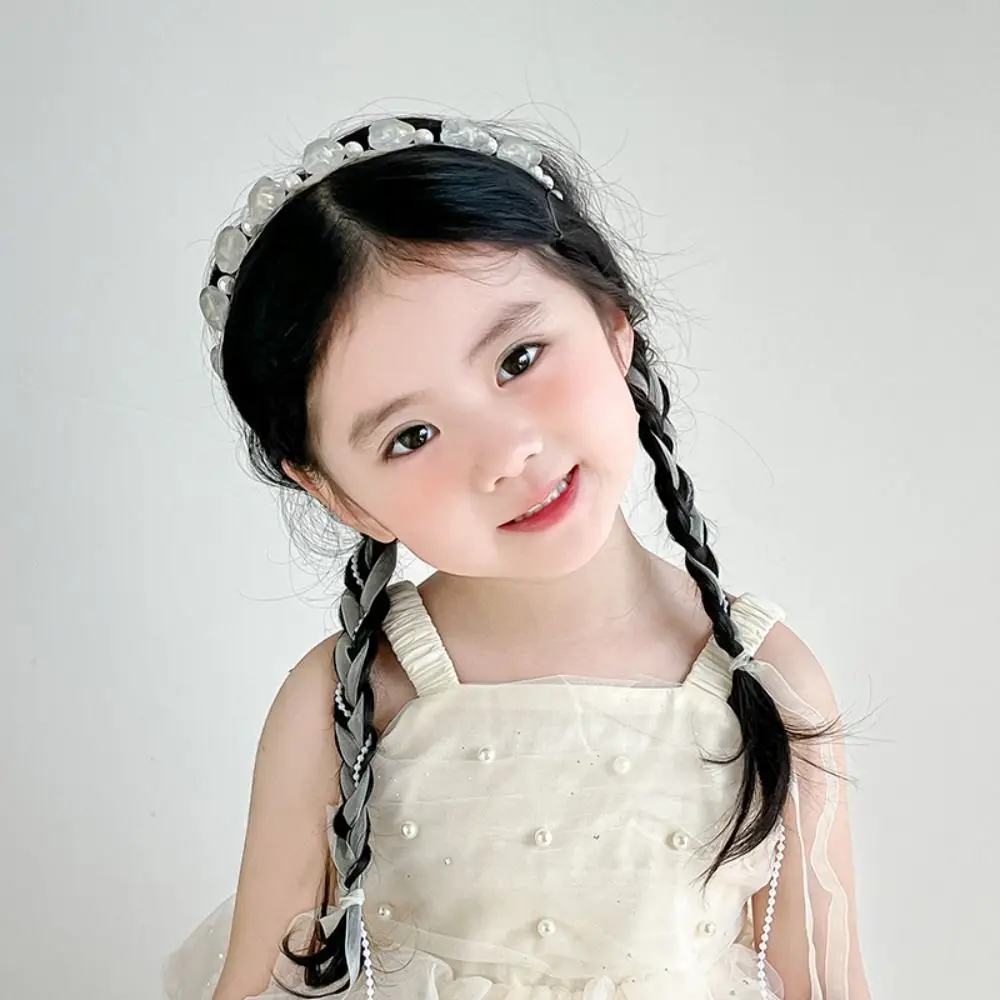 Новые повязки для волос с белым жемчугом и бантом, корейский милый обруч для волос принцессы, милая детская повязка на голову с цветком, аксессуары для волос