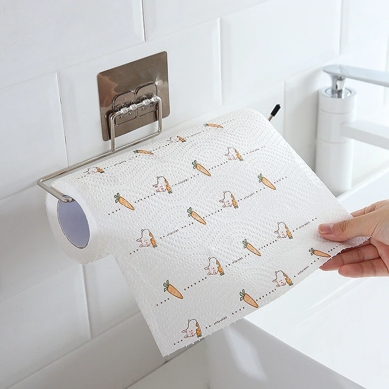 1/2PC Kitchen Paper Holder Towel Storage Hook Toilet Paper Holder Towel Stand Storage Rack Tissue Holder Bathroom Organizer Home