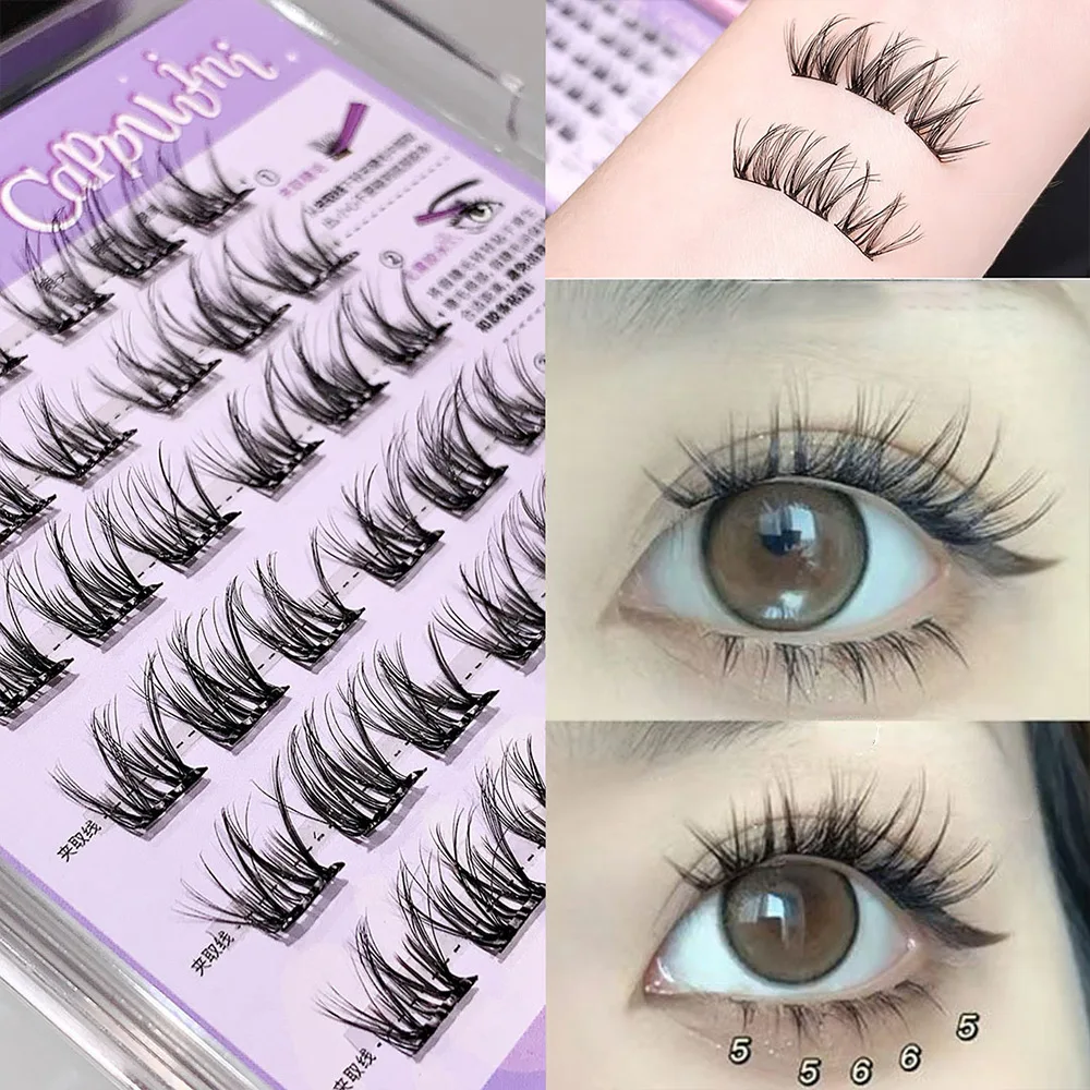Cappuvini 5D Curling Glue-free Natural False Lashes Fluffy and Thick Upper Eyelashes