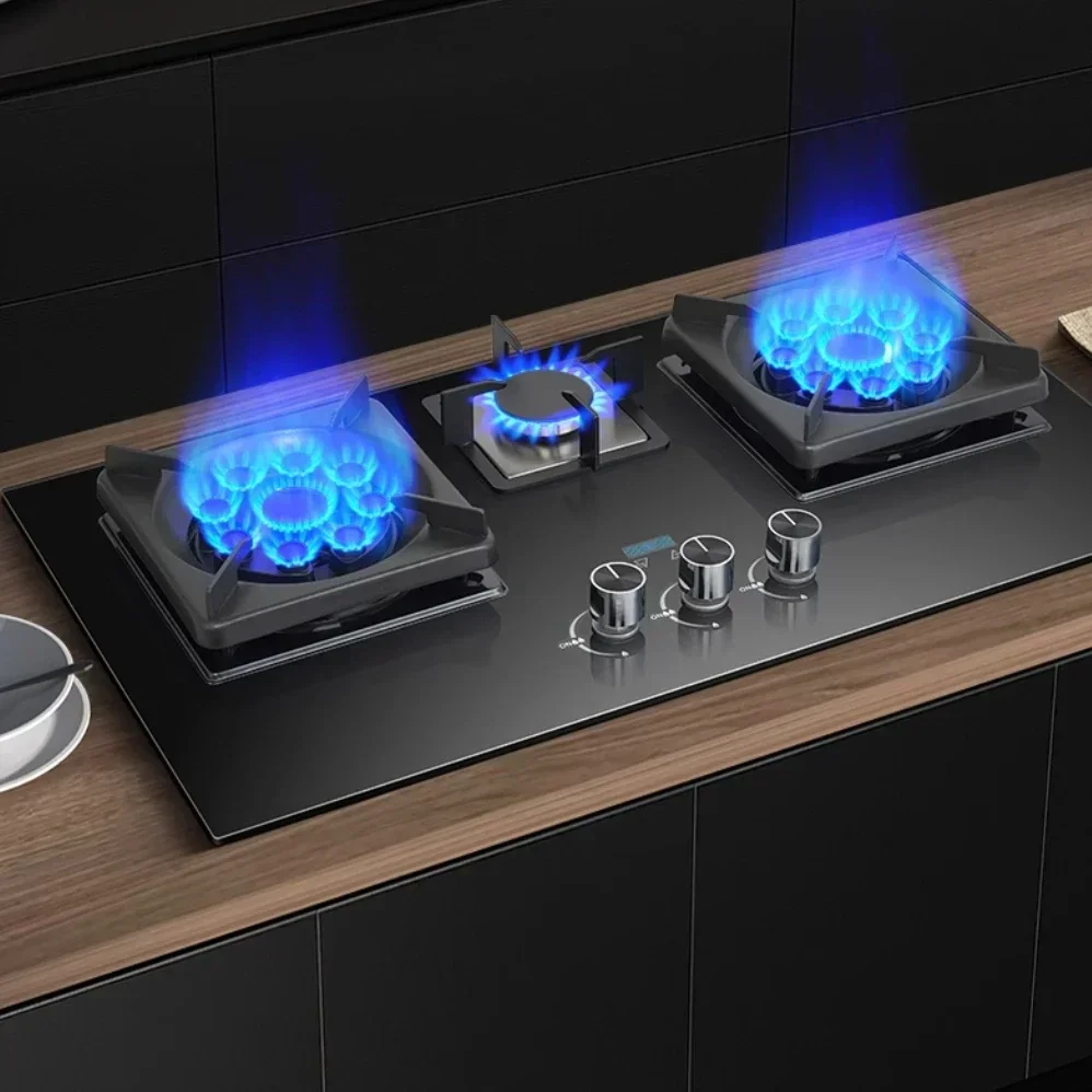 New - style, Large sized Household Three burner Gas Stove: Embedded Dual - fuel (Natural Gas & Liquefied Gas) Stove