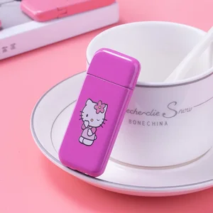 ولاعة قابلة للنفخ Hello Kitty ، وردي سليم ، KT Cat ، عجلة طحن ، لهب مفتوح ، كاواي جديد ، كرتون إبداعي ، سليم أفضل 12 ولاعة قلب مبيعات - رقم 11