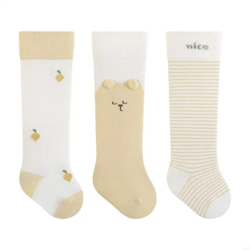 سريعة الجافة بتمشيط القطن الاطفال عالية الجوارب نونسليب مطاطا أعلى جوارب للنشاط في الهواء الطلق ارتداء اليومي 3 زوج 24BE