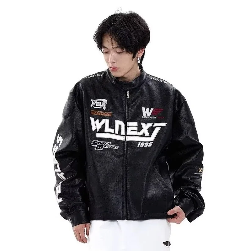 Motorcycle Jacket Men'S Versatile Embroidered Racing Jacket Spring Autumn American Cycling Jacket Cool Trendy Baseball Jersey