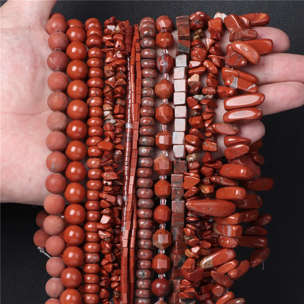 Natural Red Jaspers Stone Beads Round Faceted Irregular Shape Loose Bead For Diy Bracelet Necklace Accessories Jewelry Making