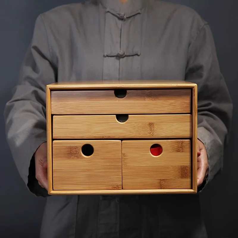

Bamboo Box Tea Cake Storage Box Tea Organizer TeaCeremony Accessories TeaTray Drawer Organizer Storage Bin Bamboo Cabinet