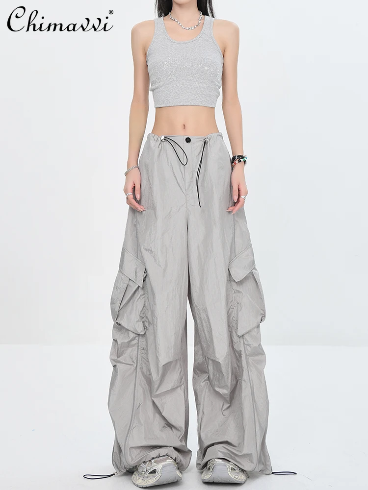 

Летняя одежда 2024, новые брюки для джазовых танцев American Spice Girl, модные быстросохнущие облегающие свободные серые комбинезоны для женщин