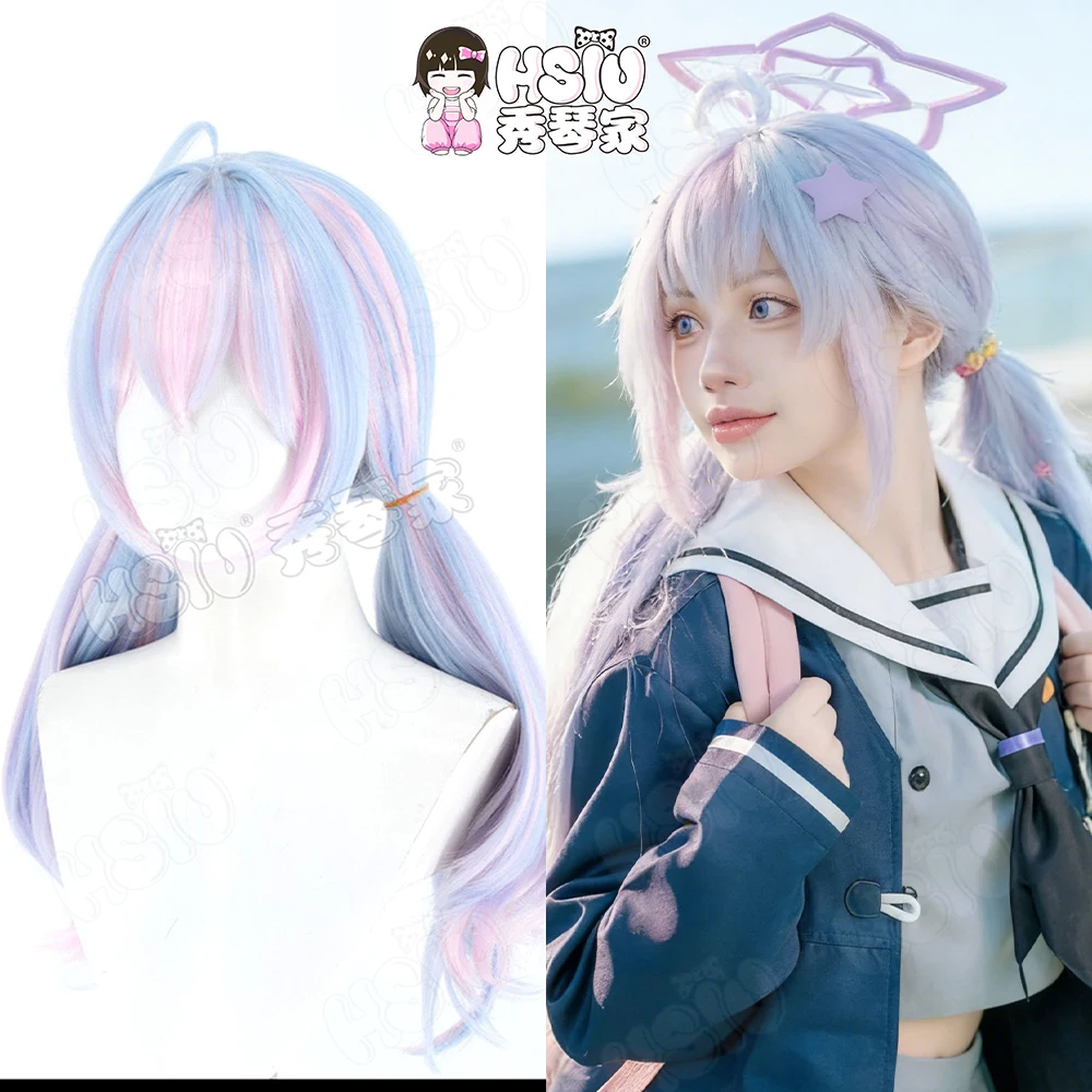

Uzawa Reisa Cosplay Wig HSIU 60CM Pink Blue long hair Heat Resistant Wigs+Wig cap Game Blue Archive Uzawa Reisa Cosplay Wig