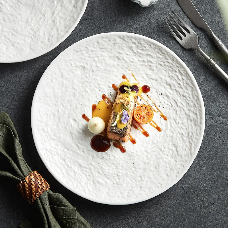 French plate White ceramic plate new flat plate Steak Household high-end Japanese and Western food