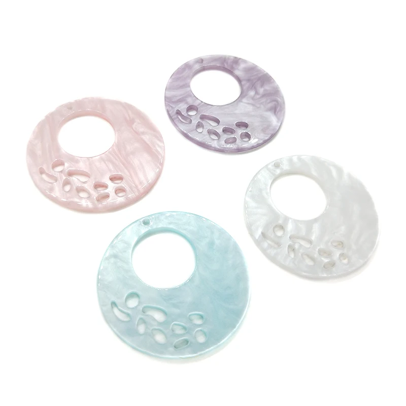 New 2 Pieces 40mm High Quality Acetic Acid Resin Round Smooth Charms Pendant for DIY Necklace Earring Jewelry Accessories