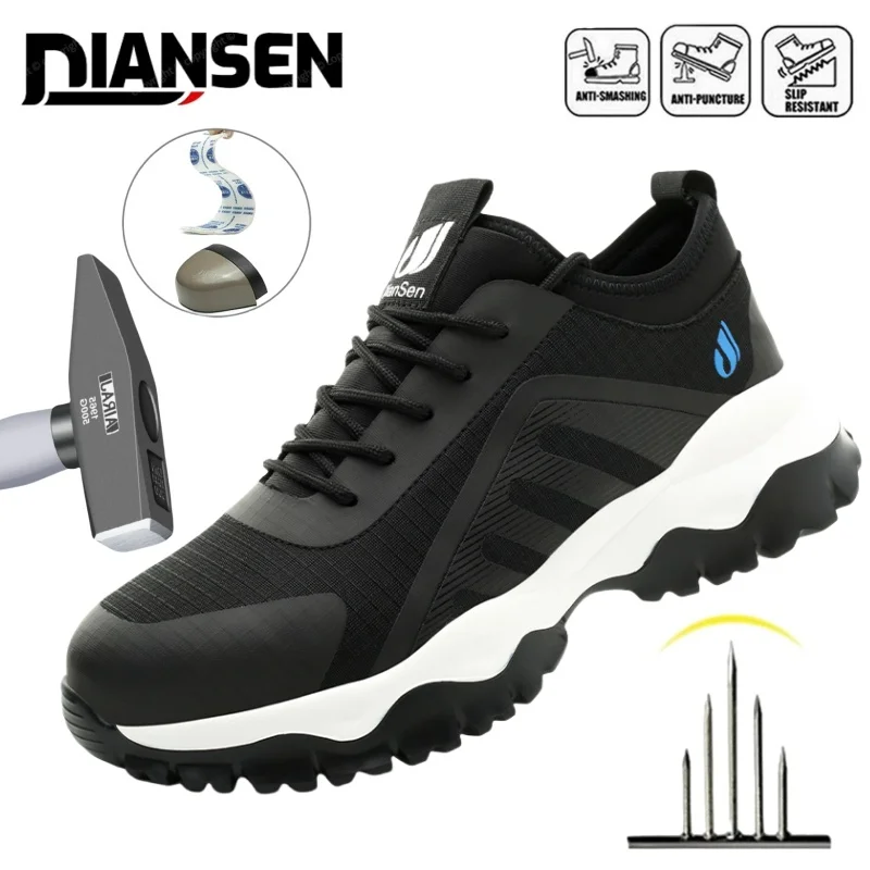 

Нескользящая рабочая защитная обувь для мужчин, защитная обувь со стальным носком, устойчивая к проколам рабочая обувь, кроссовки, мужская походная обувь на шнуровке