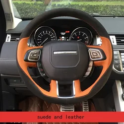 Suede Leather for Land Rover Range Rover Evoque Discovery 4 Hand Sewing Car Steering Wheel Cover Interior Car Accessories