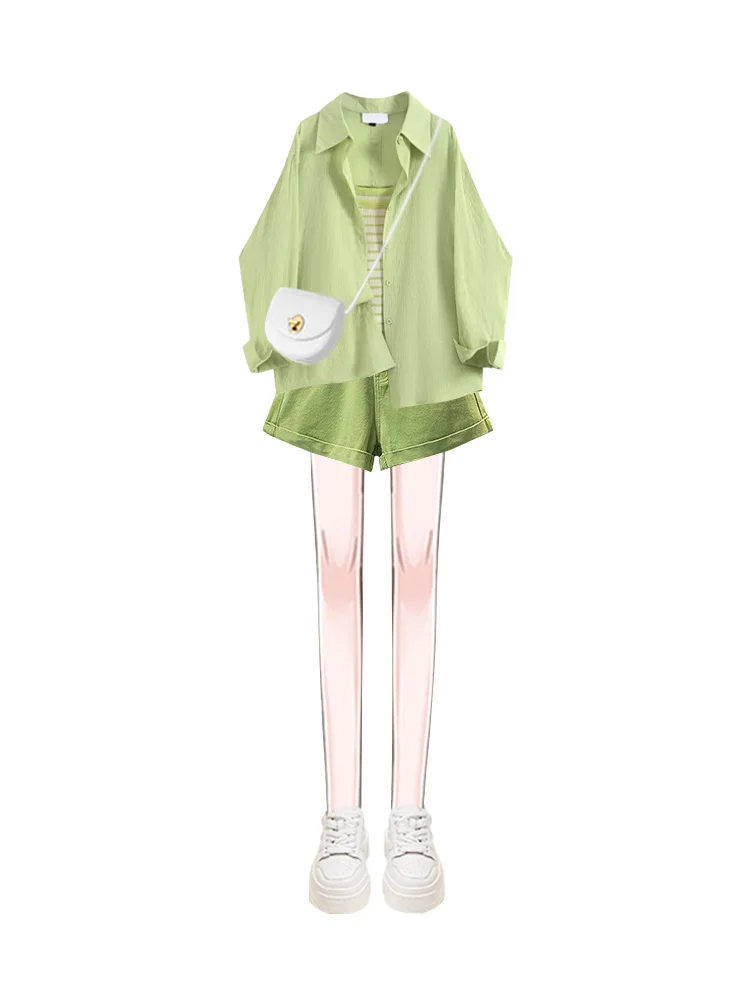 ein Lässiges Damen-T-Shirt-Set Dopane Frühling Sommer Neu SLE Sonnenschutz Irt Strap Weste Orts Faion Ensemble