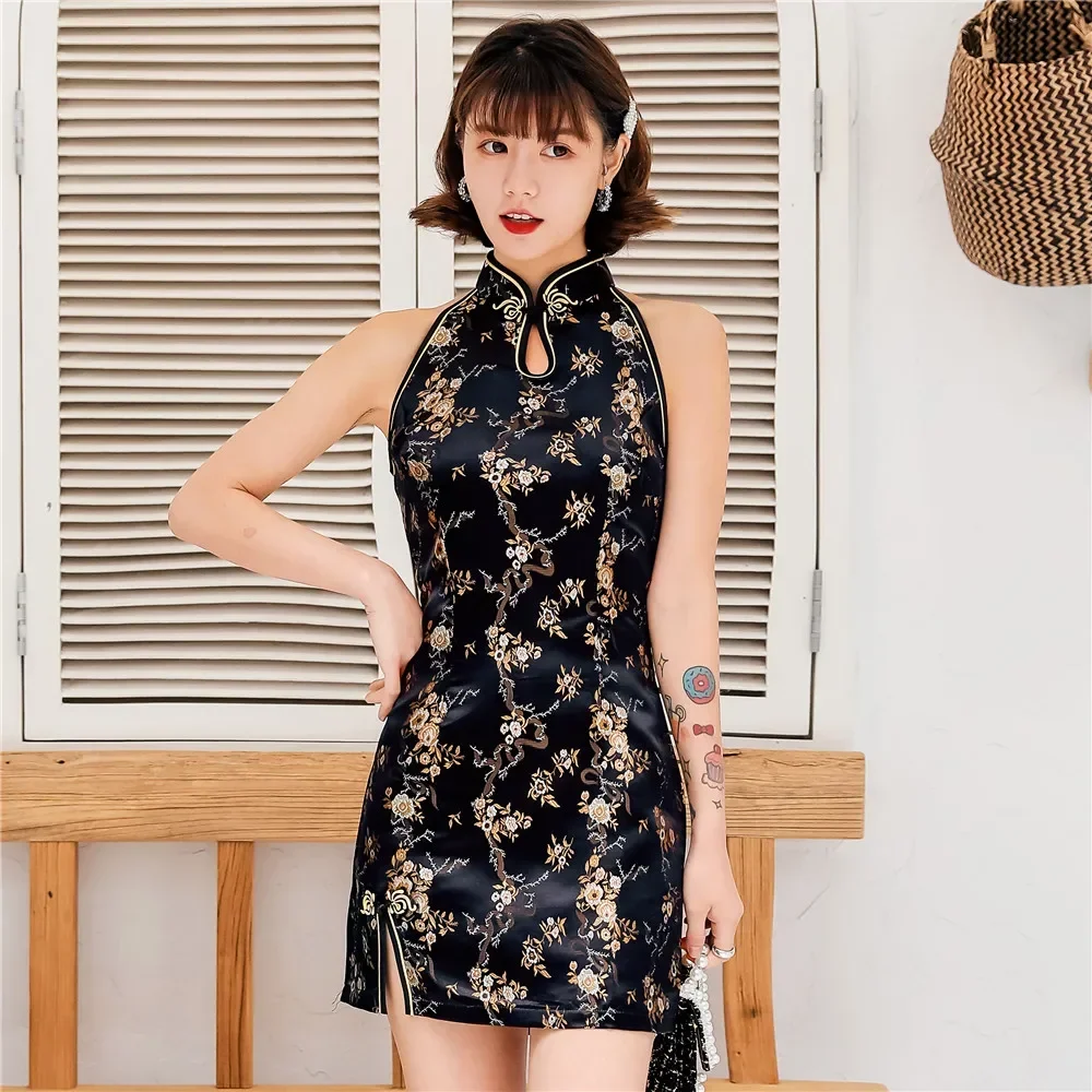 

Sexy Backless Dress Vintage Chinese Traditional Mandarin Collar Lady Cheongsam Qipao Formal Party Dress Vestidos dress 3XL