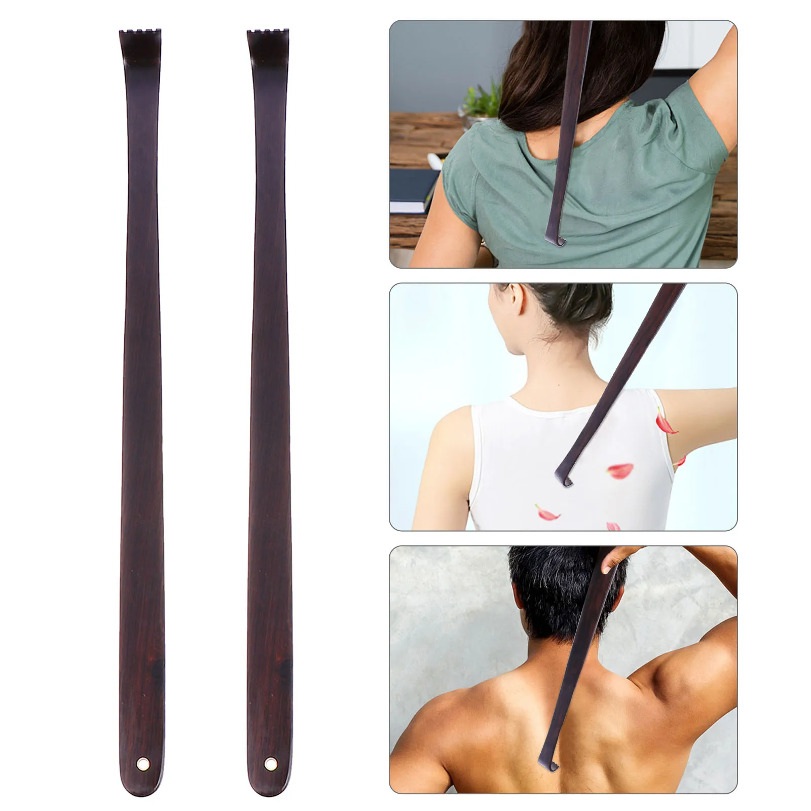 Rascador de espalda de madera, masajeador de garra antipicazón para relajación, herramienta portátil para rascar con mango largo, regalo para el cuidado de ancianos, 2 uds.