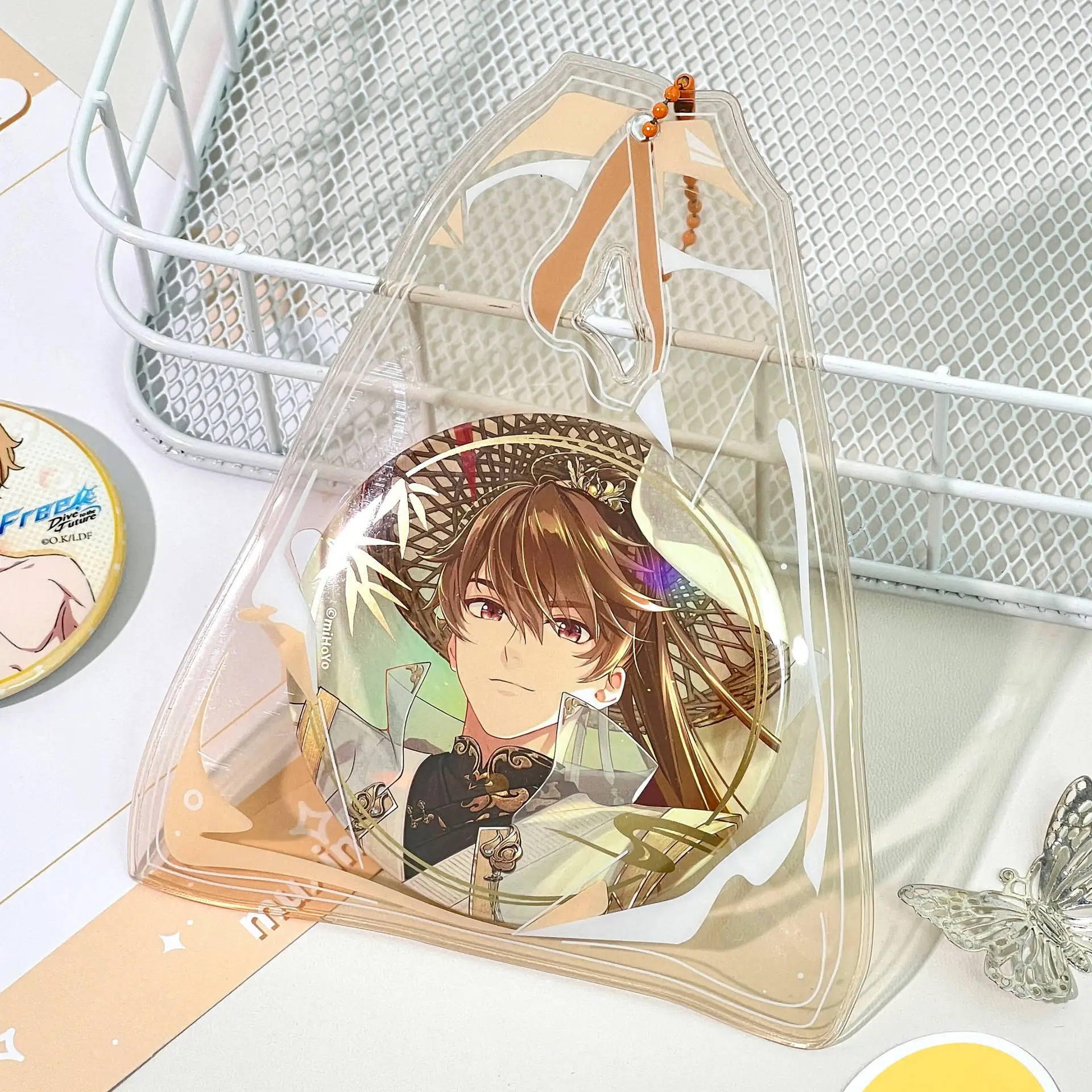 Creative Fun Shopping Bag Shape PVC Cover for 75mm Badge Transparent Pain Bag Japan Anime Baji Protector Keychain Bags Pendant