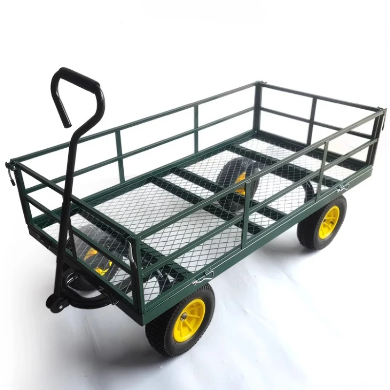 

Flat truck, four-wheeled hand trailer, foldable weekly transfer car, household trolley, stall truck with frame