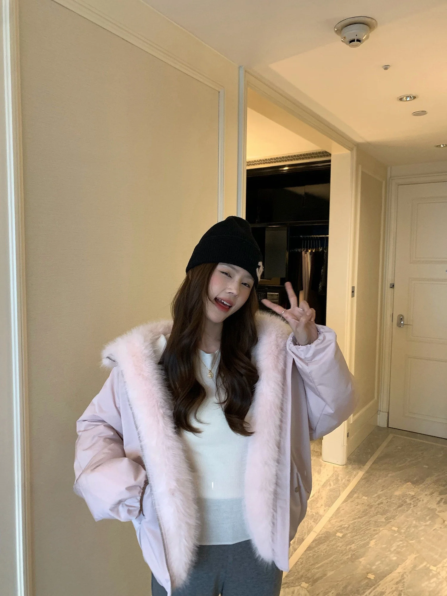 

Пуховик HuaHua Warm Korean Sle свободного кроя с меховым воротником, 90% белый пух, утепленная верхняя одежда для женщин