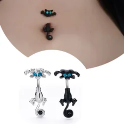 Fashion Cartoon Cat Belly Piercing for Women 316L Stainless Steel Sexy Zircon Long Flower Navel Piercing Body Jewelry