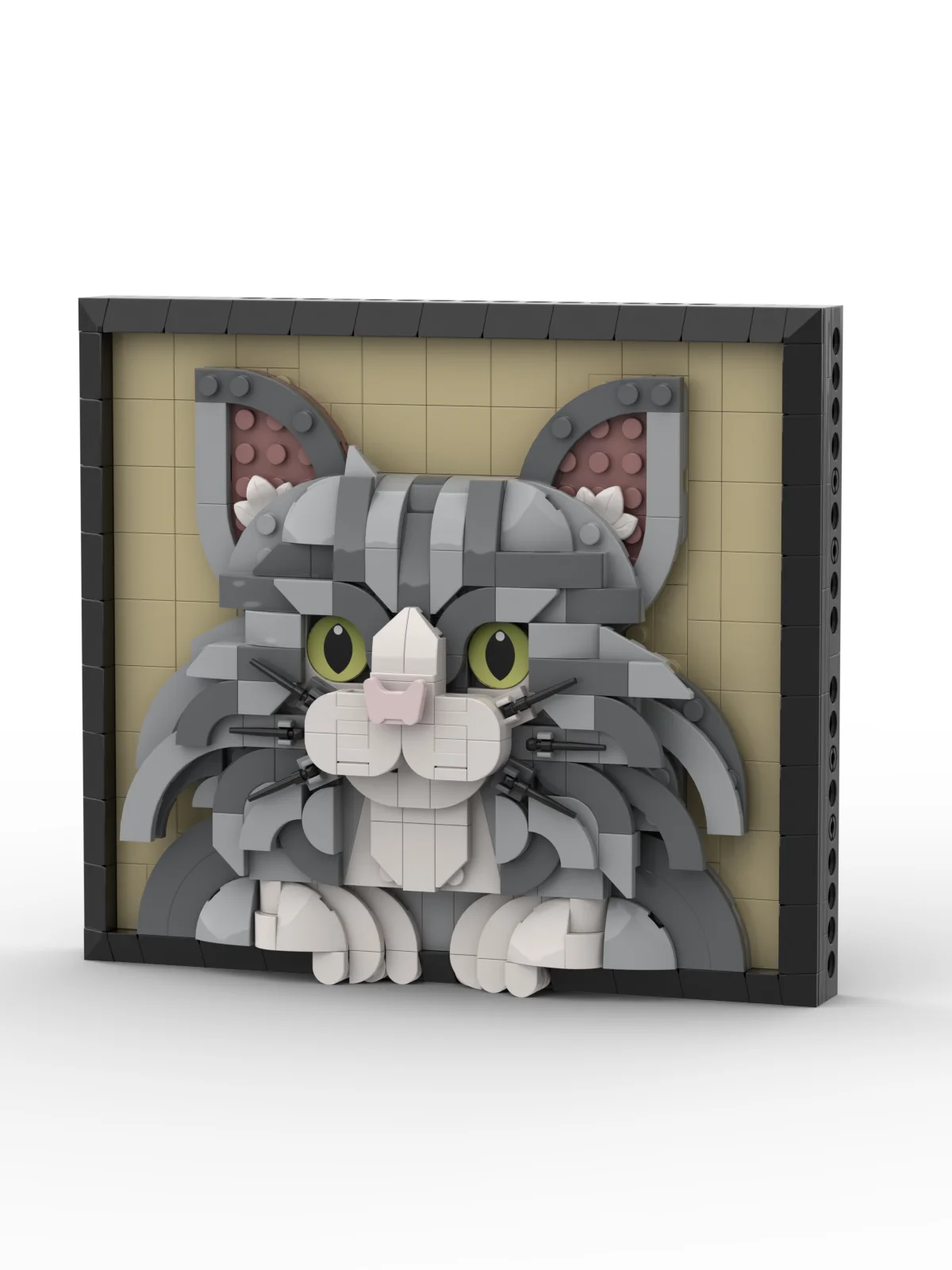 Creative Cat Model 546PCS Maine Coon Cat Mural Sets Frame,Education Toy Assembly Painting, Cat Slave Adult Gift