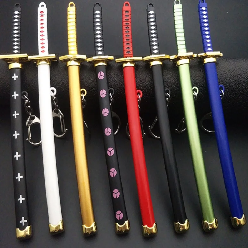 Anime Zoro Keychain, Metal Samurai Sword Design