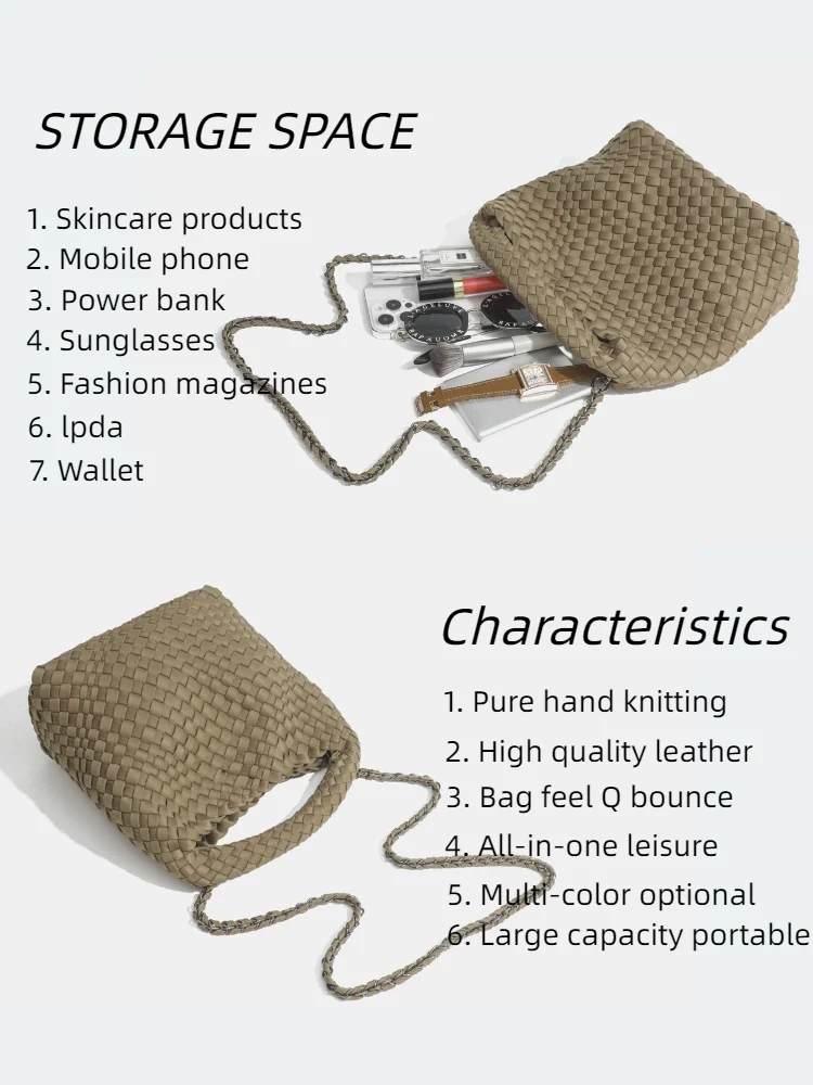 Trendige geflochtene Damenhandtaschen aus Nylongewebe, lässige Tragetasche, Einkaufen, Reisen, Strand, echte Marke, vielseitige Tasche im Angebot