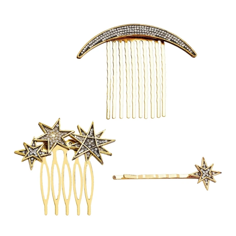 

Lovely Hair Clip for Girls Non-slip Hair Barrettes for Teens Rhinestone Star/Moon Shape Y2k Hot Girls One Word Hair Pin