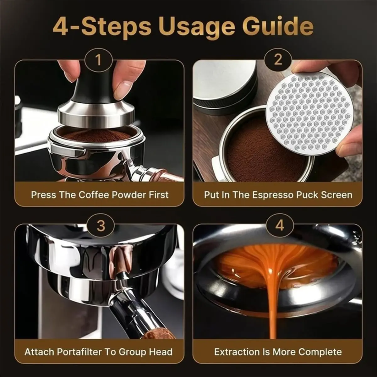 51mm Espresso Puck Screen 4Pack,0.7mm Thickness,304 Stainless Steel Reusable Coffee Filter Accessories Filter Baske 51mm