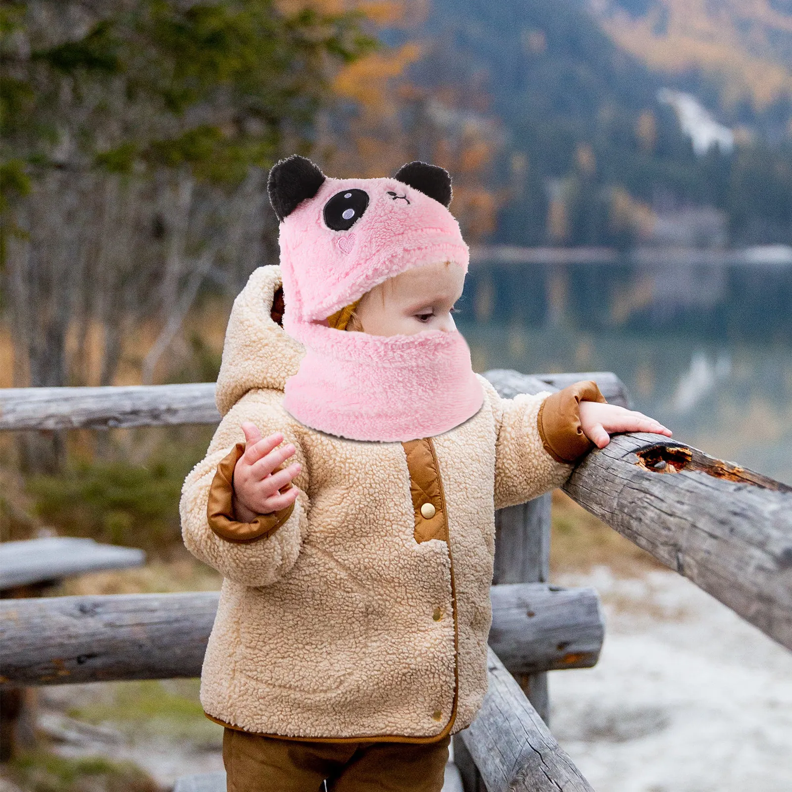 

Зимний теплый шарф-капюшон с дизайном в виде ушей животных, утеплитель для шеи для холодной погоды на улице, удобная посадка