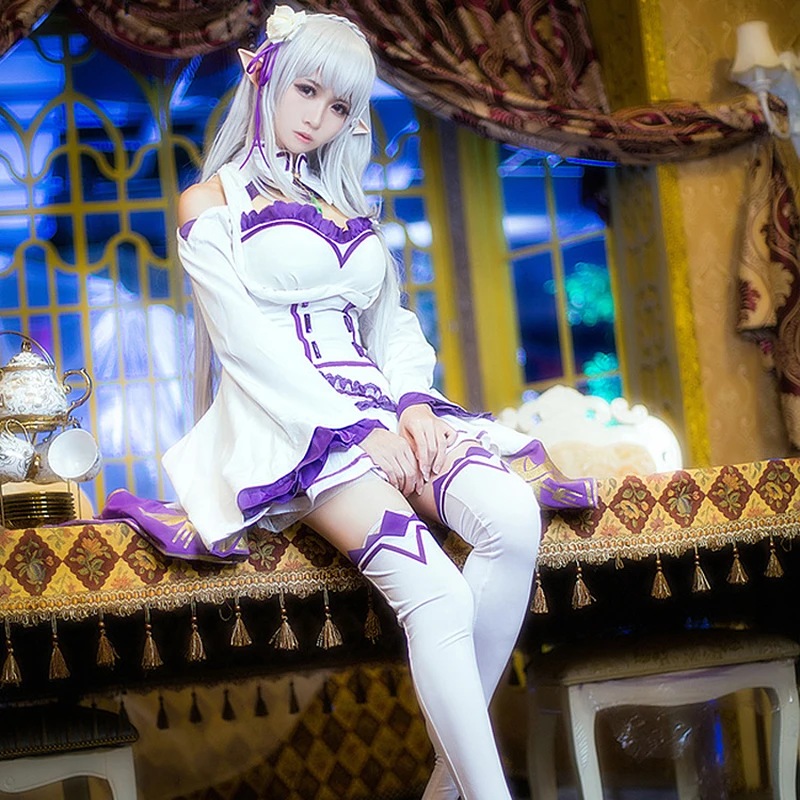 

Anime Re Life in A Different World From Zero Emilia Dress Cosplay Costume Maid Uniform Suit Halloween Costume