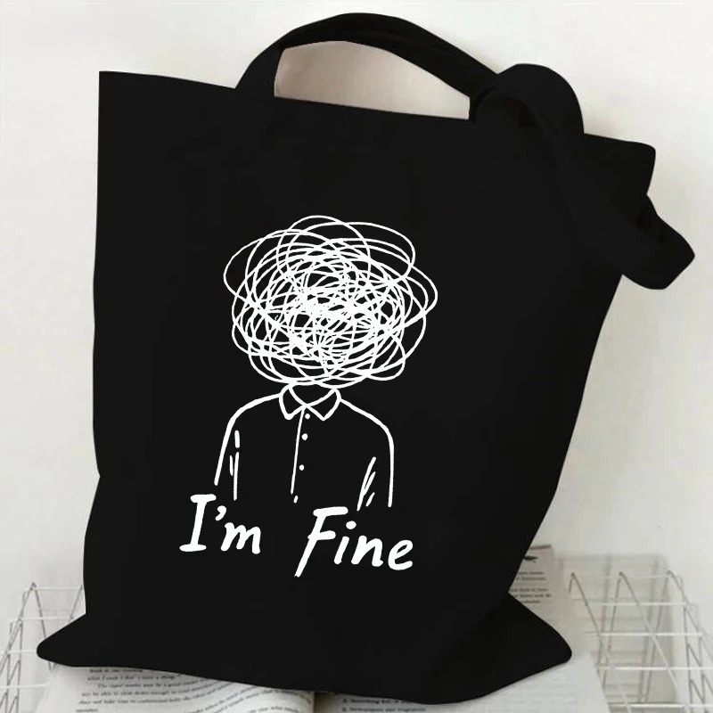 Fun Work Meme Canvas Shoulder Bag for Office Worker Gift 