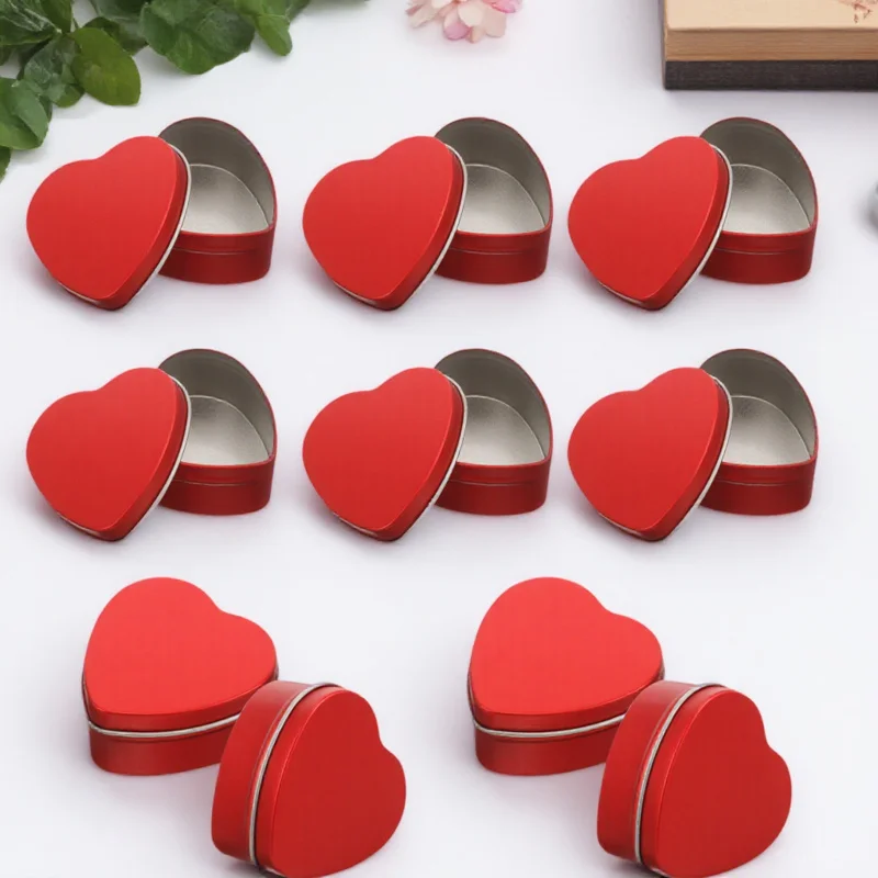 

10Pcs Heart Shaped Candy Box Valentine Gift Tinplate Container for Chocolate Jewelry Storage Biscuit Cans