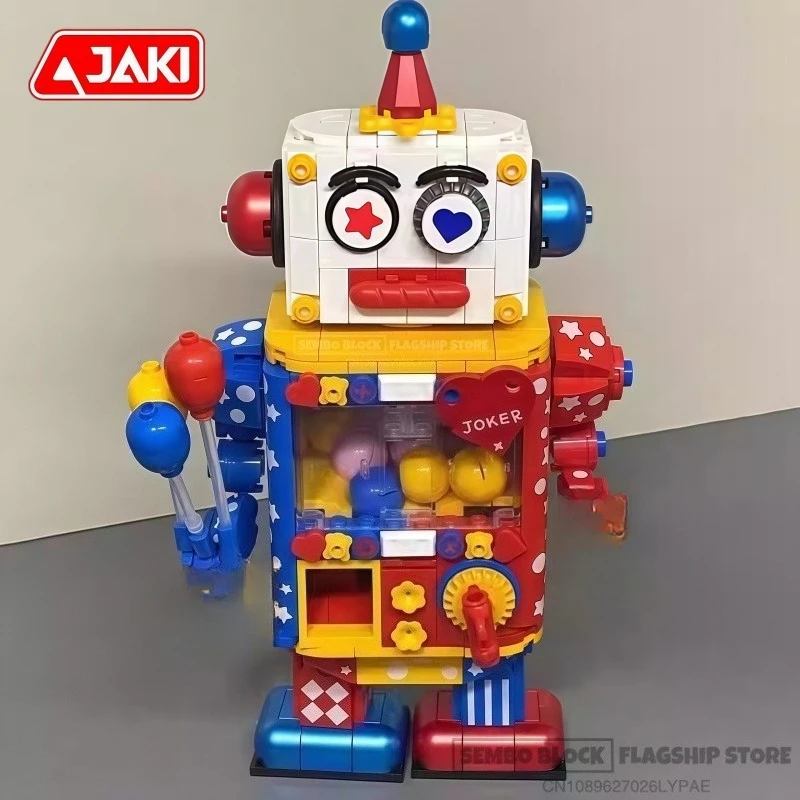 JAKI Klaun Skręcający Jajko Robot Składający Klocki Anime Kreskówka Model Ozdoba na Biurko Kolekcjonerski Prezent dla Dzieci na Święta