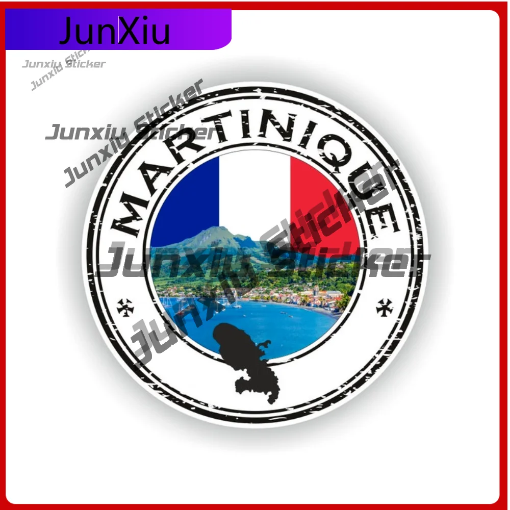 

Martinique Seal Sticker Round Flag With Seal Emblem Decor Waterproof Surface Protection Designed For Rear Windshield Truck