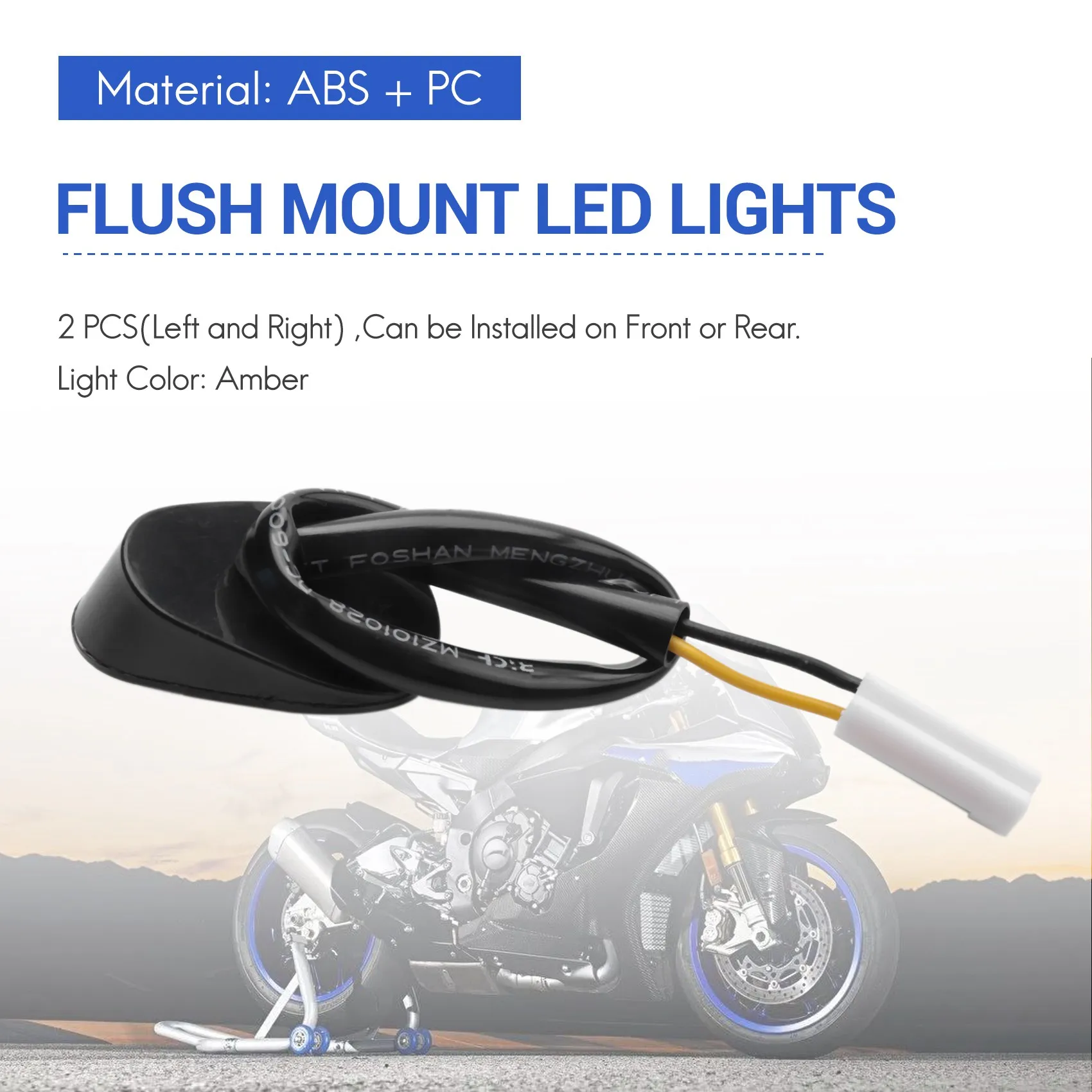 WF-2 PCS LED Turn Signal Indicator Light Lamp Flush Mount For YZF R1 R3 R6 R6S FZ6 FZ1 FZ Fazer FZ6R FZ07 FZ8 FZ09 TMAX M