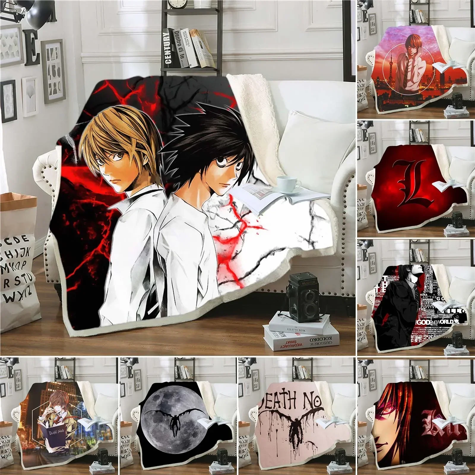 

Плед с принтом «Тетрадь смерти» (Death Note) из мягкого флиса для кровати, дивана, легкий теплый плед для декора гостиной