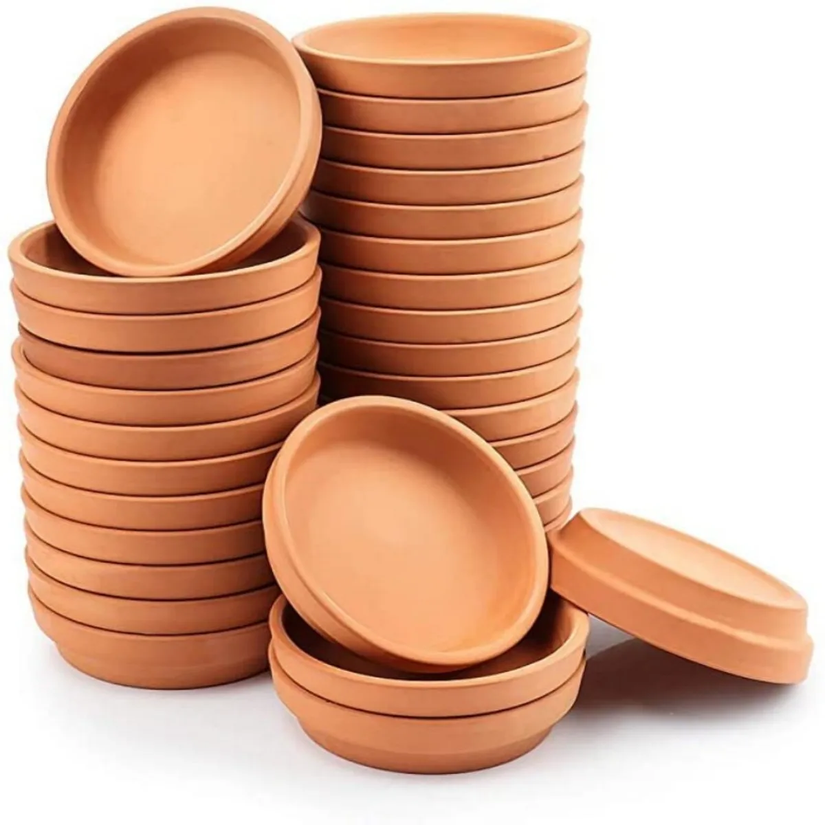 24pcs Small Terra Cotta Saucer Plant Saucer Perfect Tiny Clay Plant Trays Mini Round Plant Pot Saucers, For 2/2.5/3inch Pot