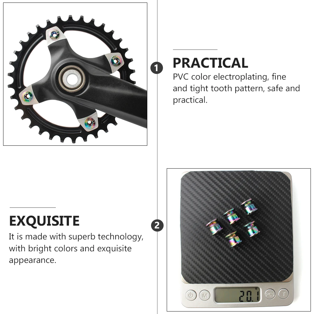 

5pcs Chainring Fold Screw Colorful PVC Plating Disk Nails Durable Bike Crank Accessories Long Service Life Easy Installation