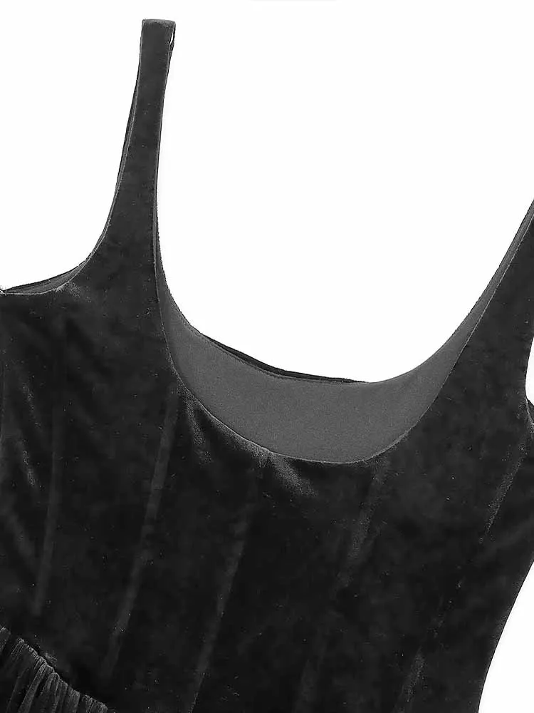 النمط الأوروبي والأمريكي الخريف والشتاء تصميم الملابس النسائية الجديدة العصرية والبسيطة فستان على طراز مشد مخملي #3