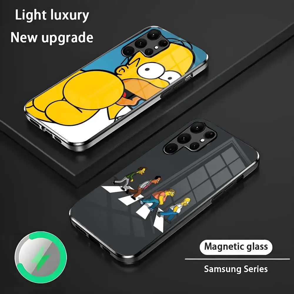 Capa de telefone The Simpsons-s S24 Ultra Cases Celulares para Samsung S24 S23 S22 S21 S20 Plus Ultra Note20 Capa de telefone magnética de vidro