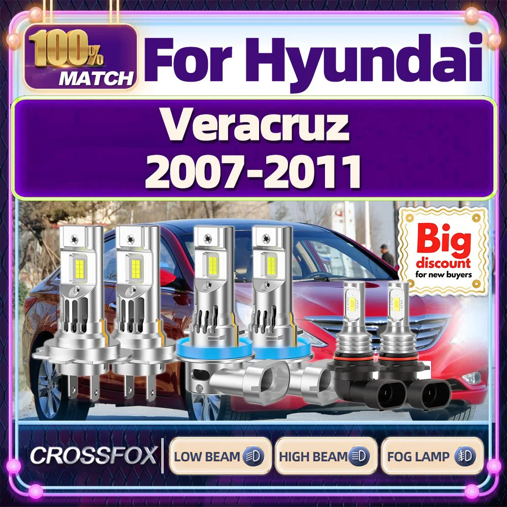 

CROSSFOX【For Hyundai Veracruz 2007-2011】Turbo Canbus Car LED Headlight Bulb Ultra Bright Hi/Lo Beam Headlamp Ampoules Fog Lamp