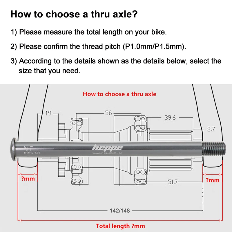 HEPPE Titanium Thru Axle MTB Road Bike Ultra Light Thru Axle Bike Fork Rear Hub Thru Axle 12x142/148 12x100/110 Fork Thru Axle